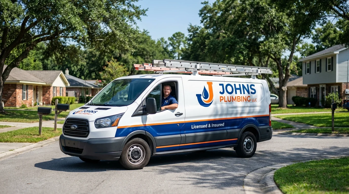 Johns Plumbing LLC service van in Greensburg, IN